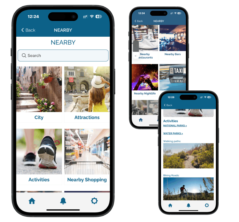 Camp Info App screens
